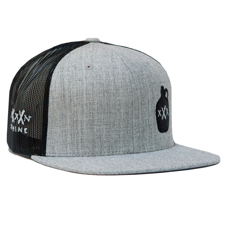 Moonshine Jug Snapback - Heather Grey/Black Mesh - Moonshine Mfg